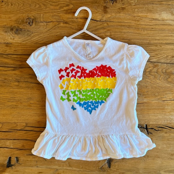Rabbit Skins. Size 5/6 toddler girls. Butterfly heart flowy t-shirt. - Picture 1 of 4